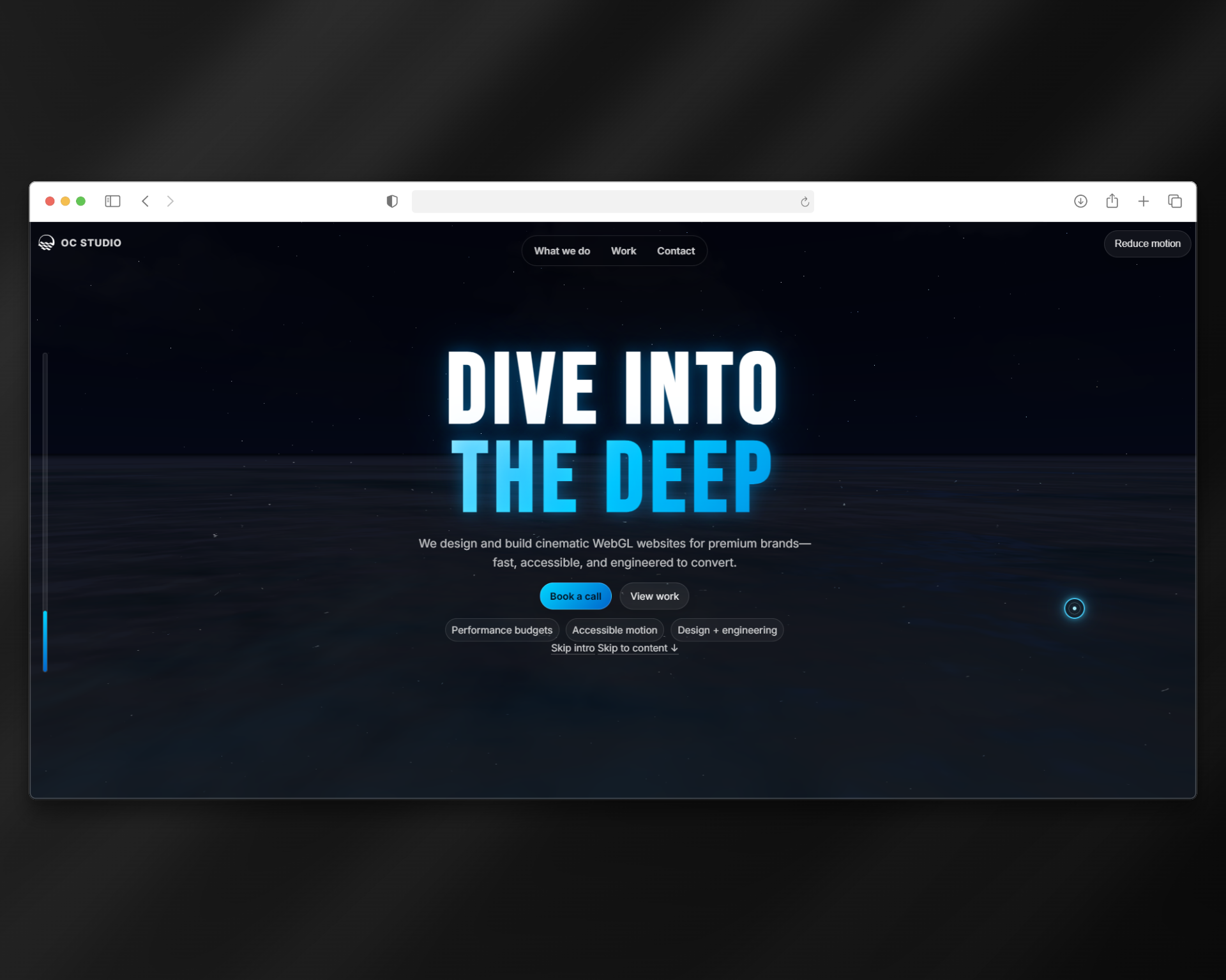 Ocean Studio WebGL hero screenshot