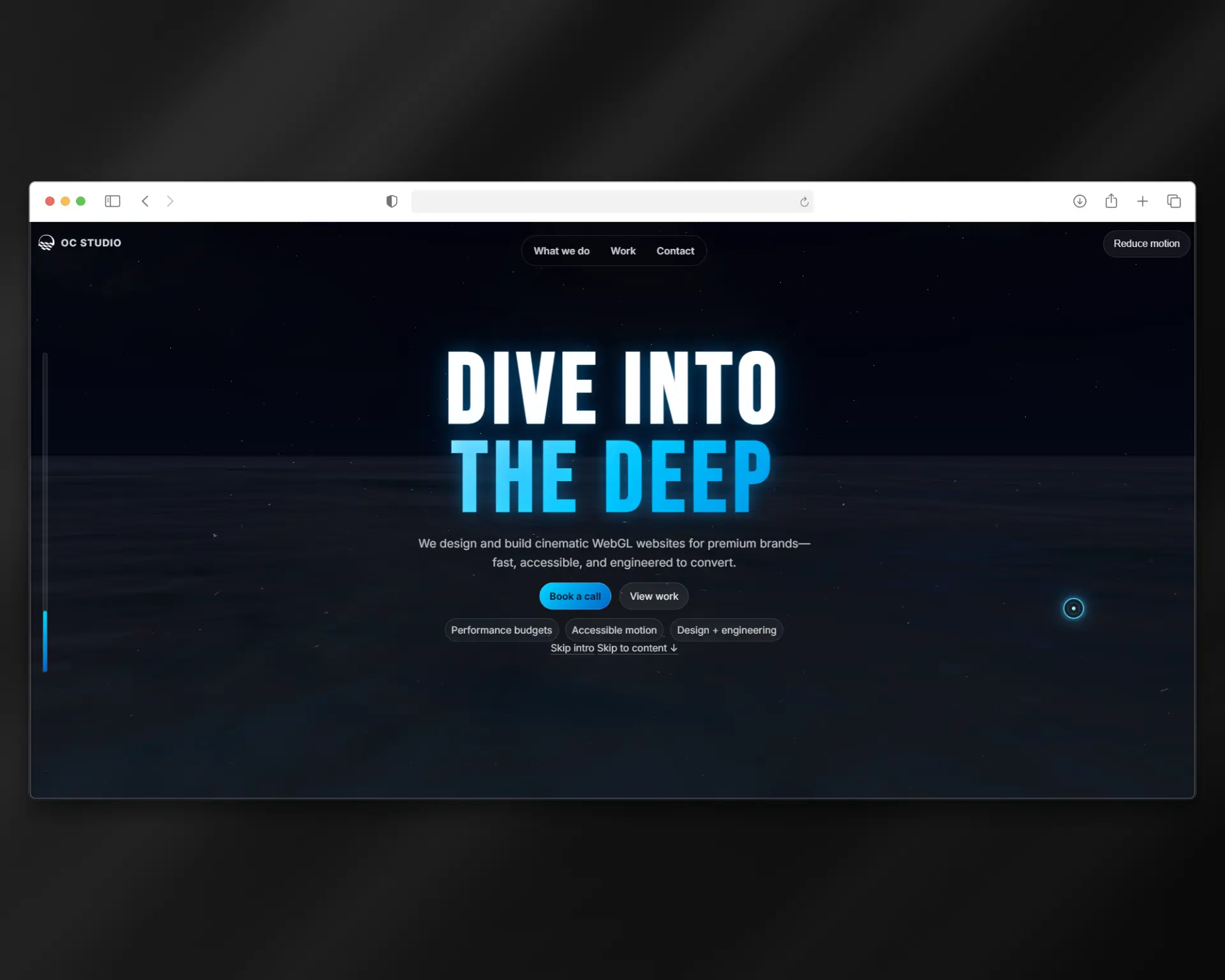 Ocean Studio WebGL hero screenshot